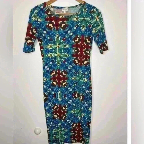 LULAROE Julia Kaleidoscopic Print Dress Multi Color Abstract. - Picture 3 of 6